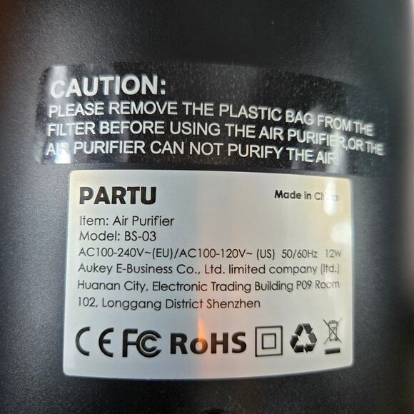 PARTU HEPA Air Purifier BS03 for Home with Fragance Sponge 3 Speeds Lock Set - Picture 5 of 12